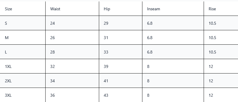 size chart