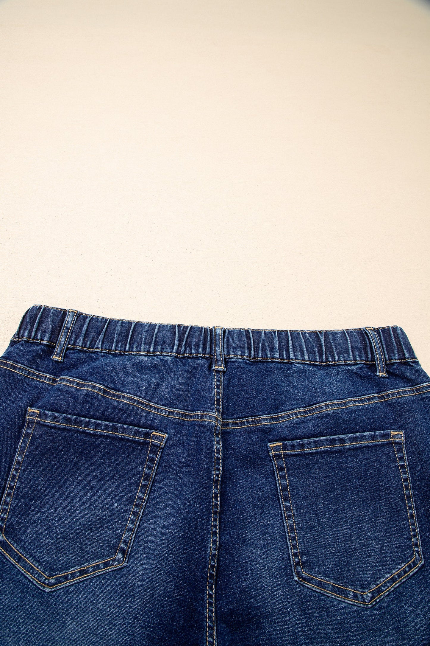 High Rise Lace Tie Whiskered Jeans