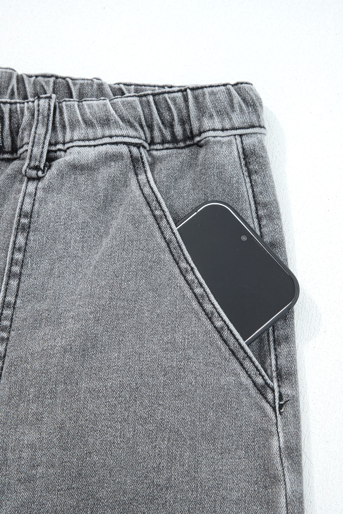 Fray Hem Wide Leg Denim Pants