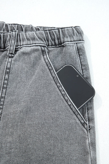 Fray Hem Wide Leg Denim Pants