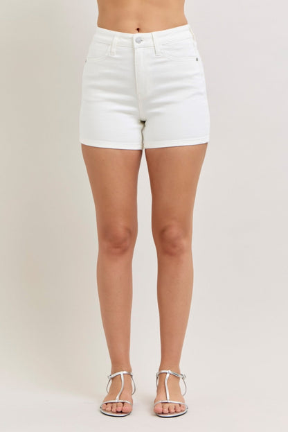 High Waist Slim Shorts White