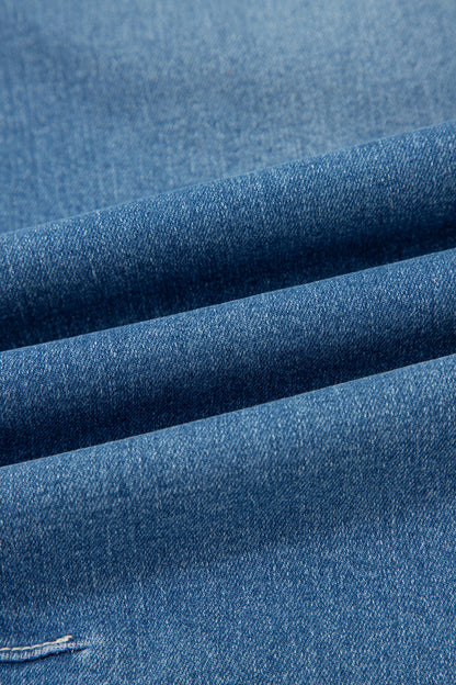 Sky Wash Cuffed Barrel Jeans
