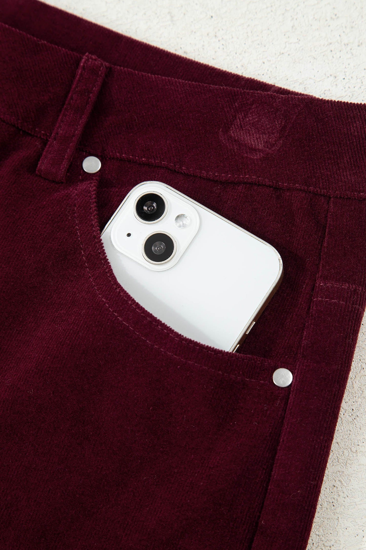 Burgundy Corduroy Wide Leg Pants