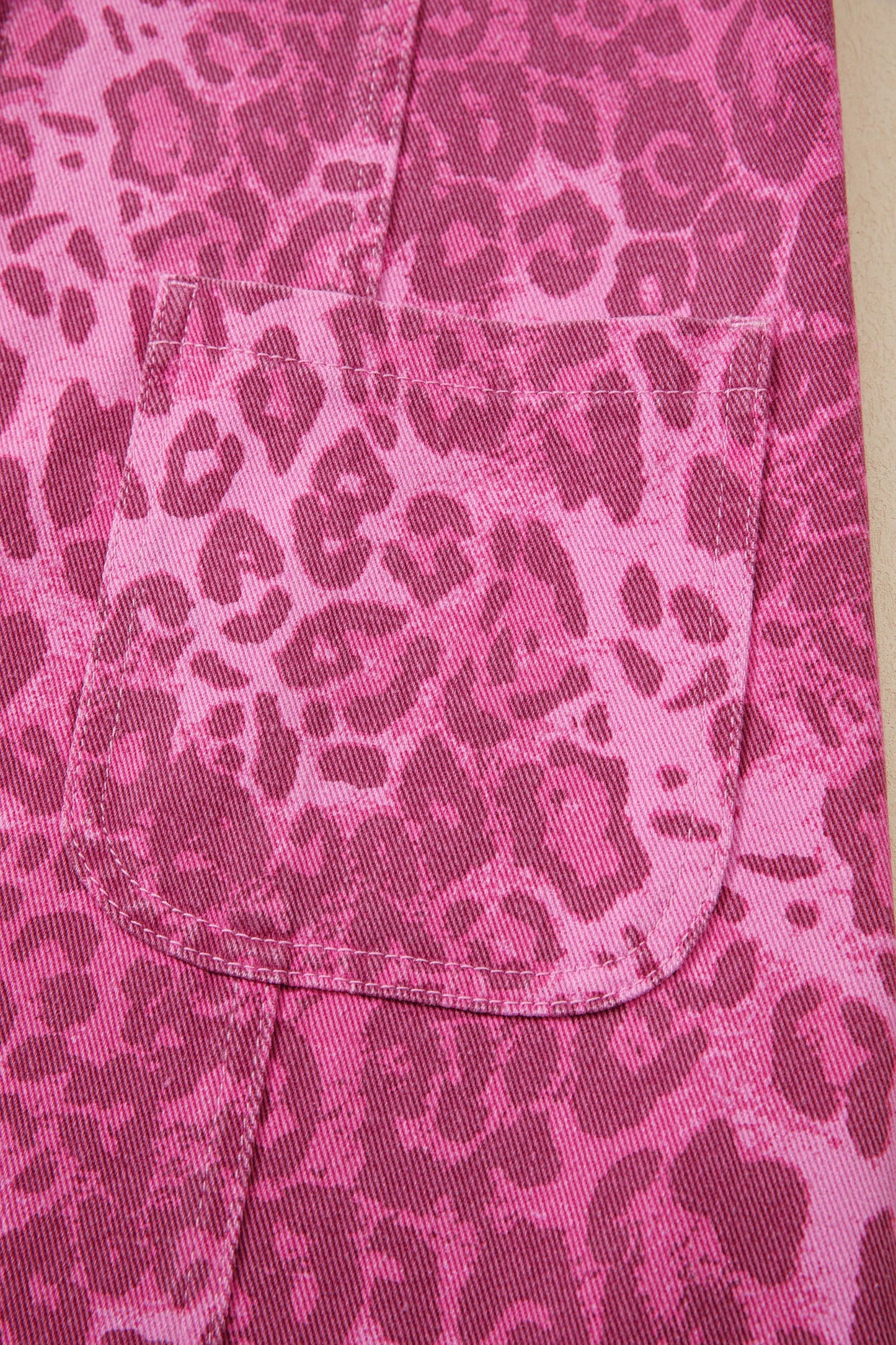 Pattern Pink Sleeveless Casual Denim Dress