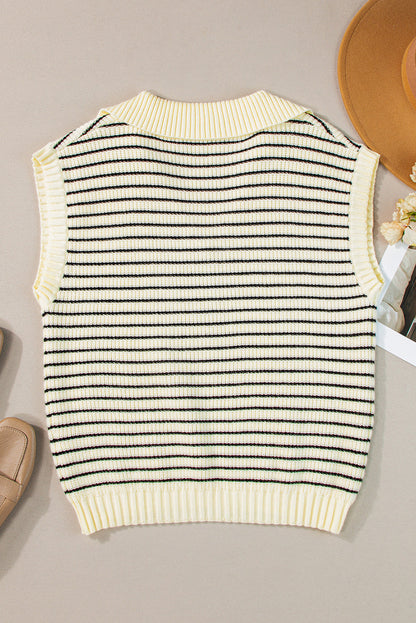 Stripe Turn Down Sweater Tank