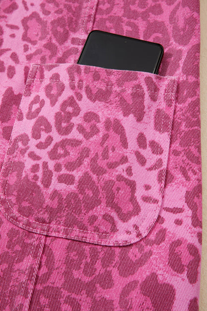 Pattern Pink Sleeveless Casual Denim Dress