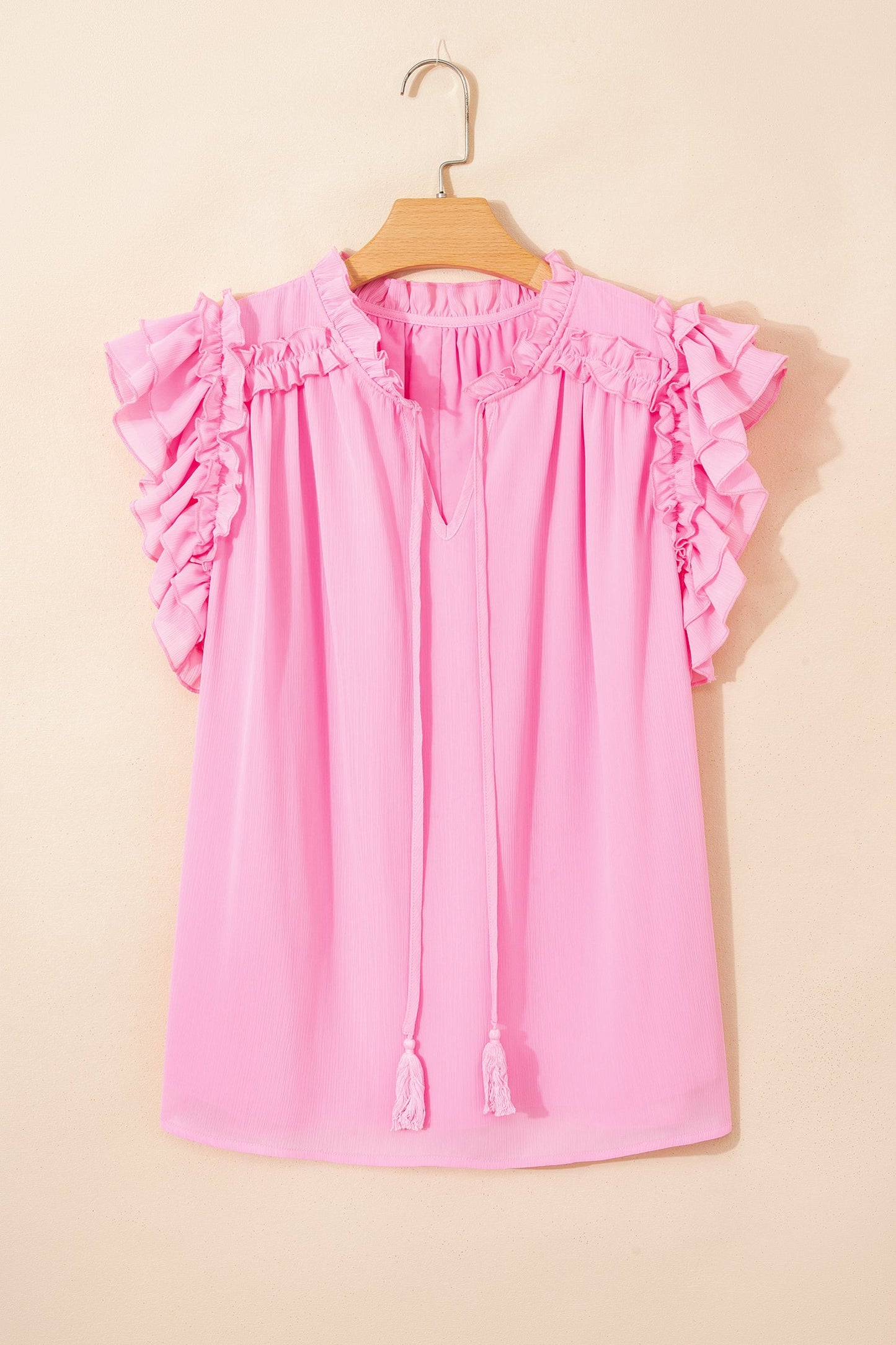 Plus Ruffle Short Sleeve Blouse