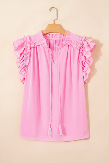Plus Ruffle Short Sleeve Blouse