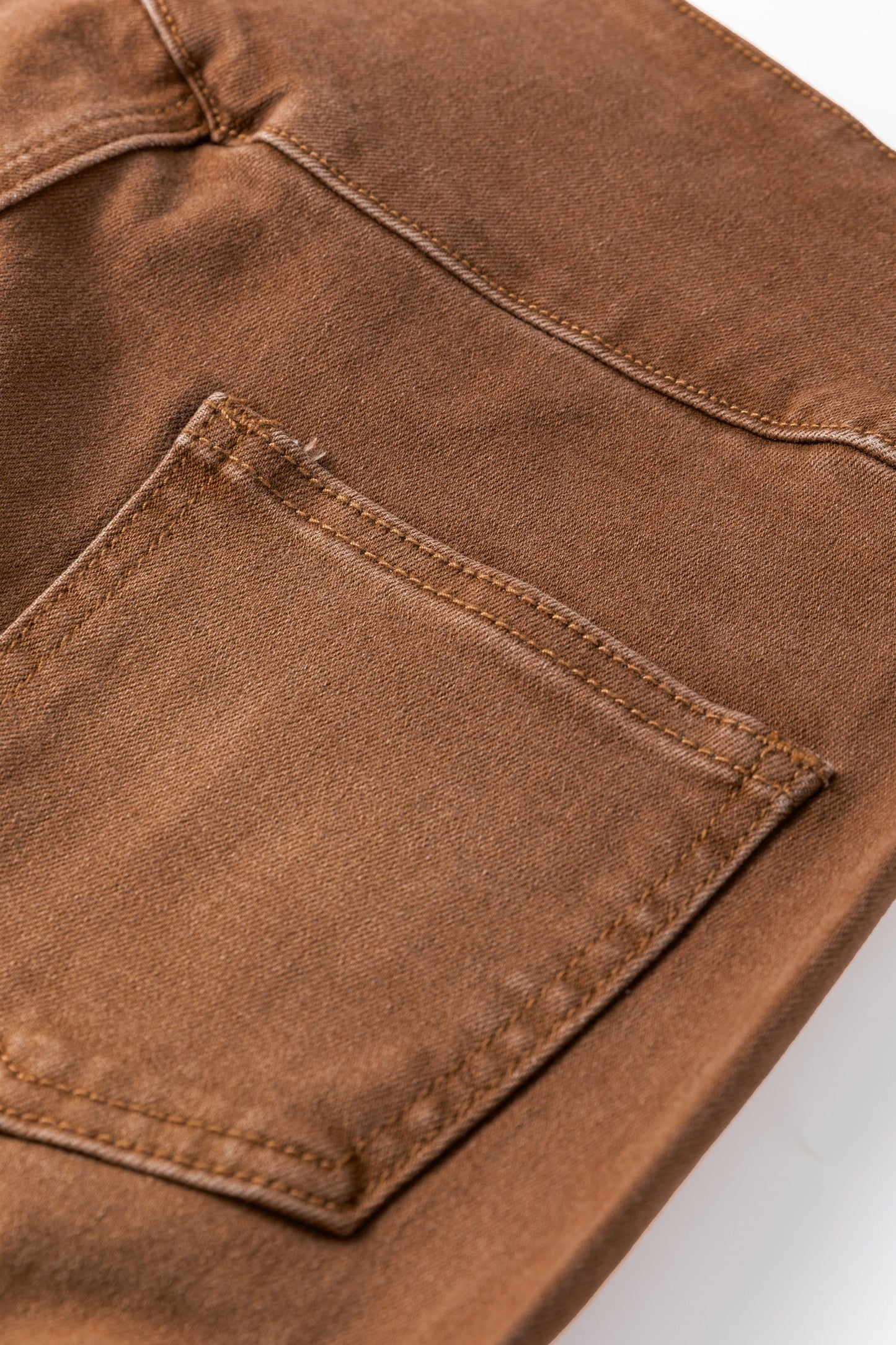 High Waist Button Fly Seamed Raw Hem Flare Jeans Coffee