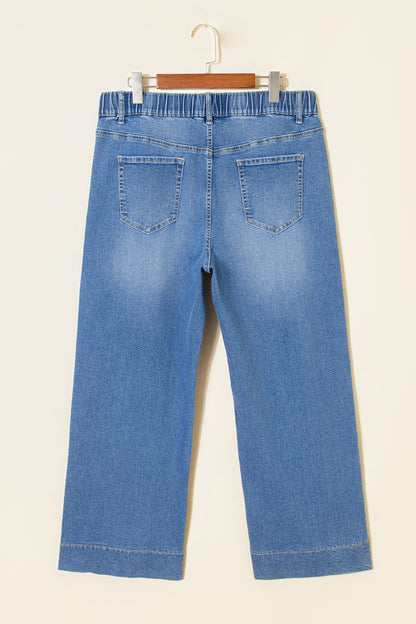 High Rise Lace Tie Whiskered Jeans