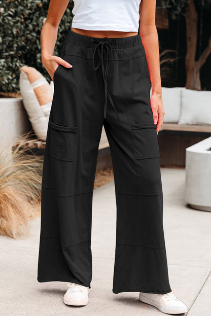 Exposed Seam Wide Leg Cargo Pants
