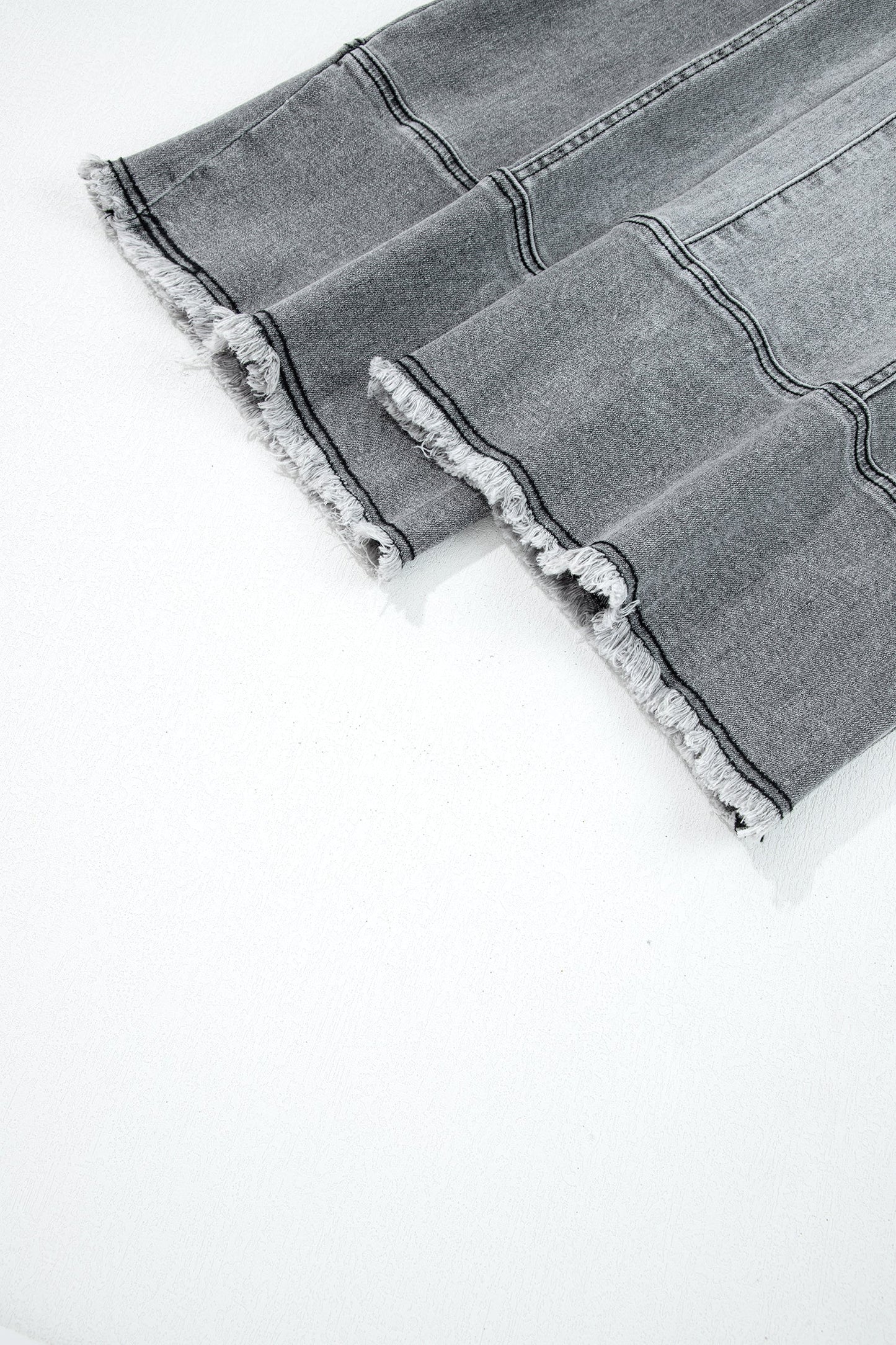 Fray Hem Wide Leg Denim Pants