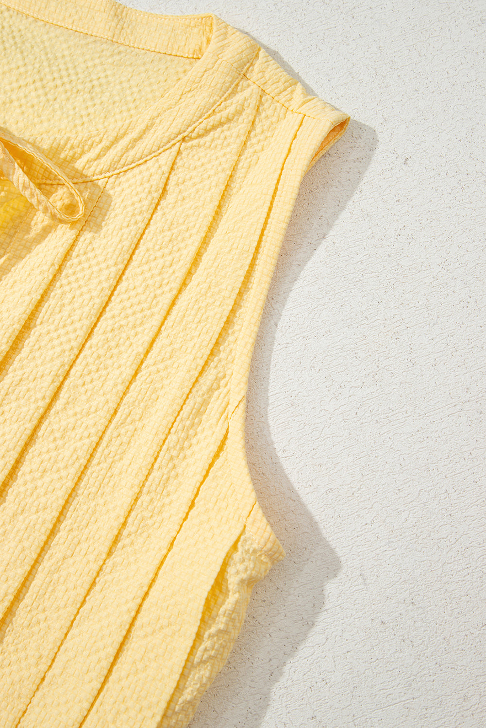 Notched Pleated Tank Top