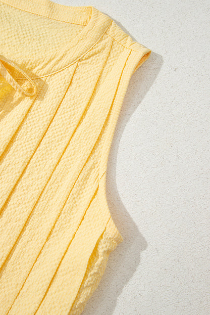 Notched Pleated Tank Top