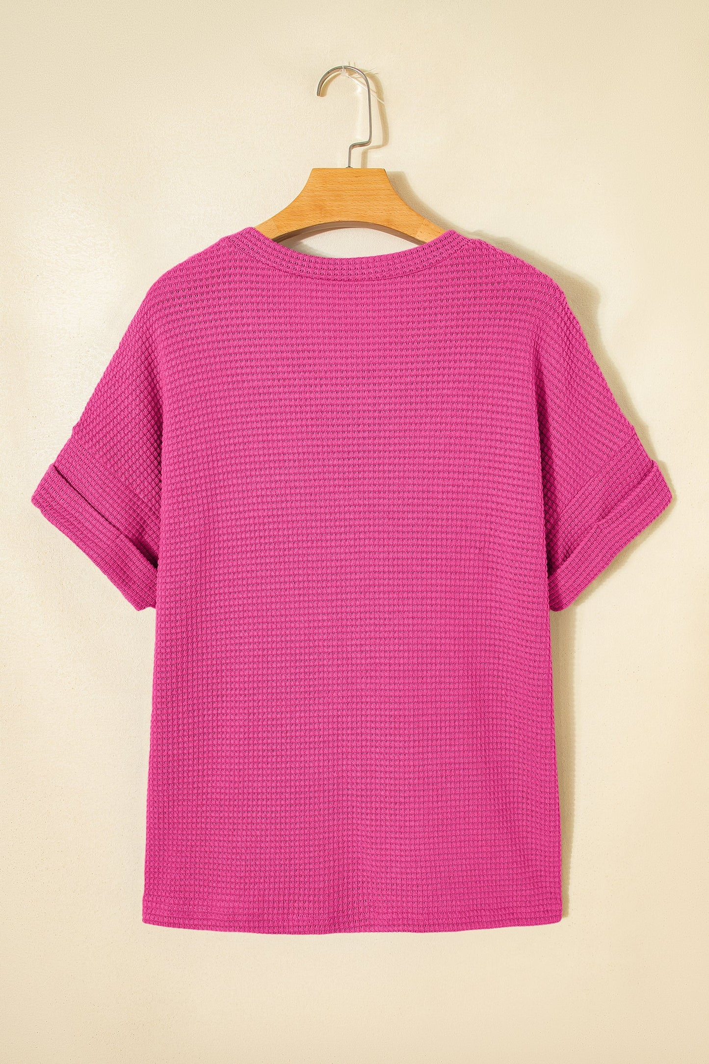 V-Neck Waffle Short Sleeve Top