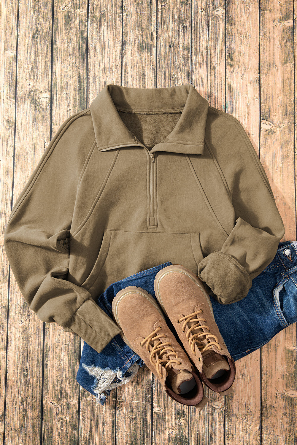 Stand Collar Pocket Pullover Elmwood