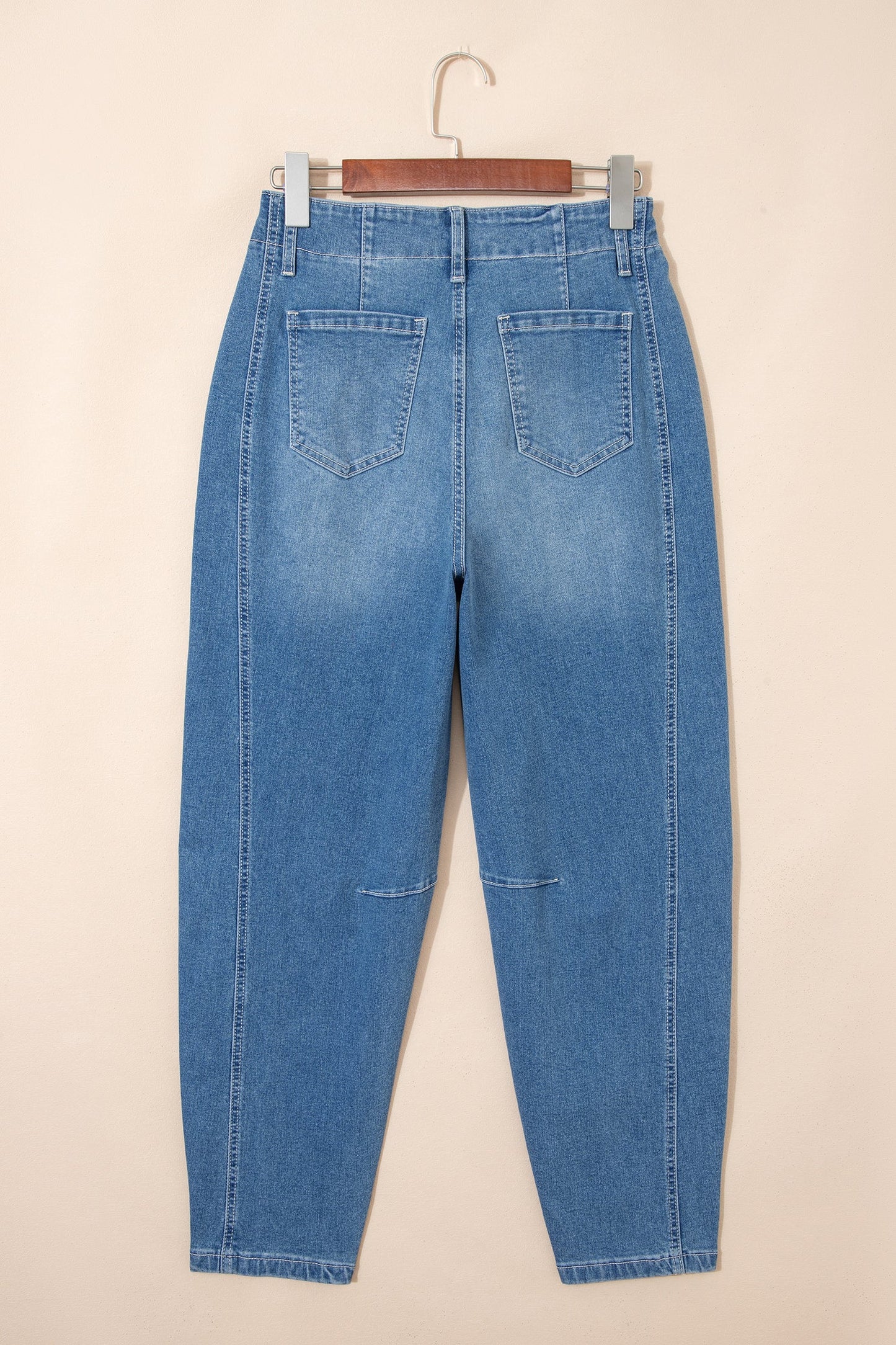 Sky Wash Cuffed Barrel Jeans