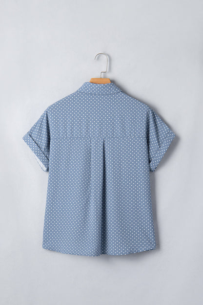 Cuffed Dot Short Sleeve Button Shirt