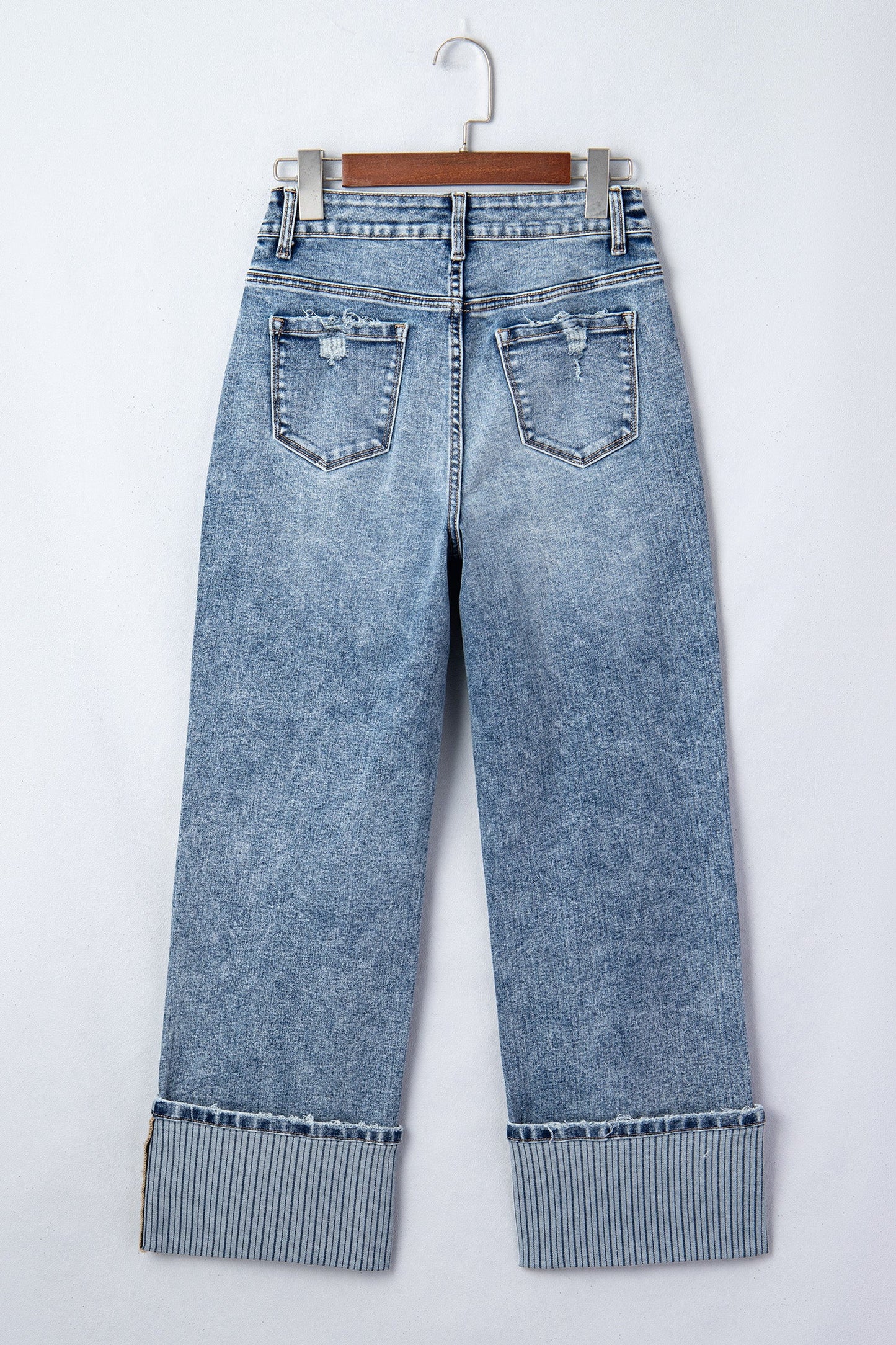 Cuffed Straight Loose Jeans