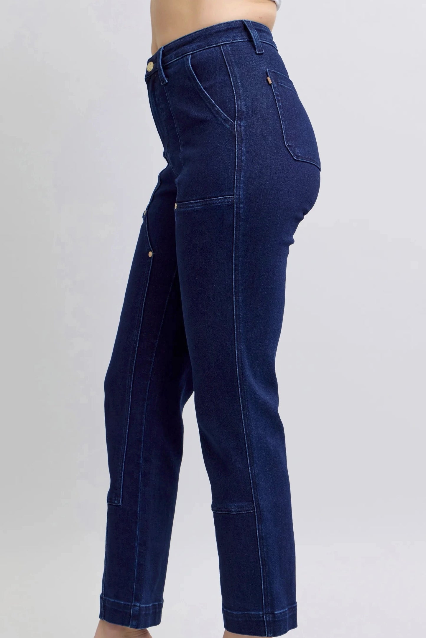 Front Patchwork Straight Jeans