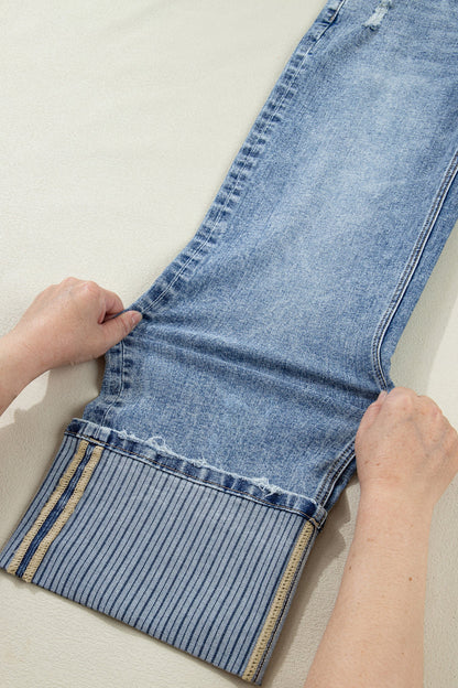 Cuffed Straight Loose Jeans