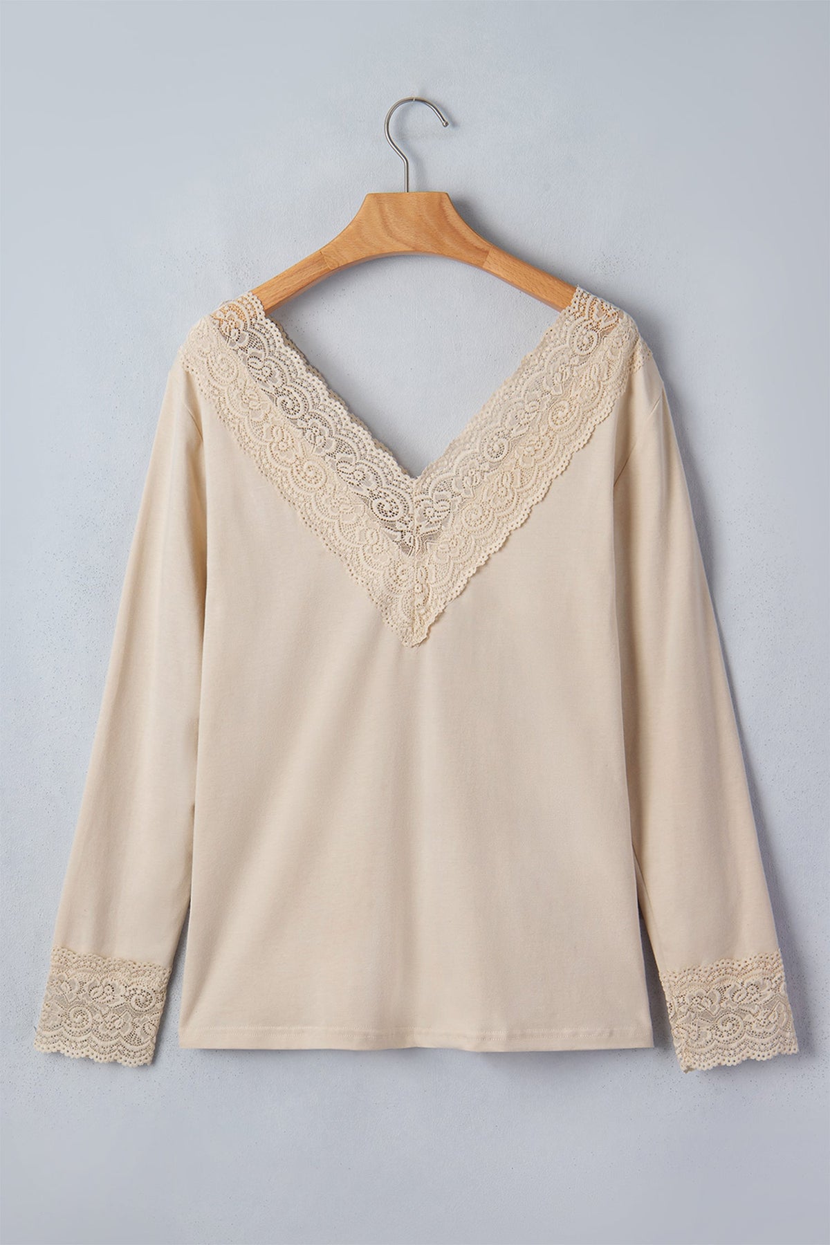 Lace Trim V-Neck Top