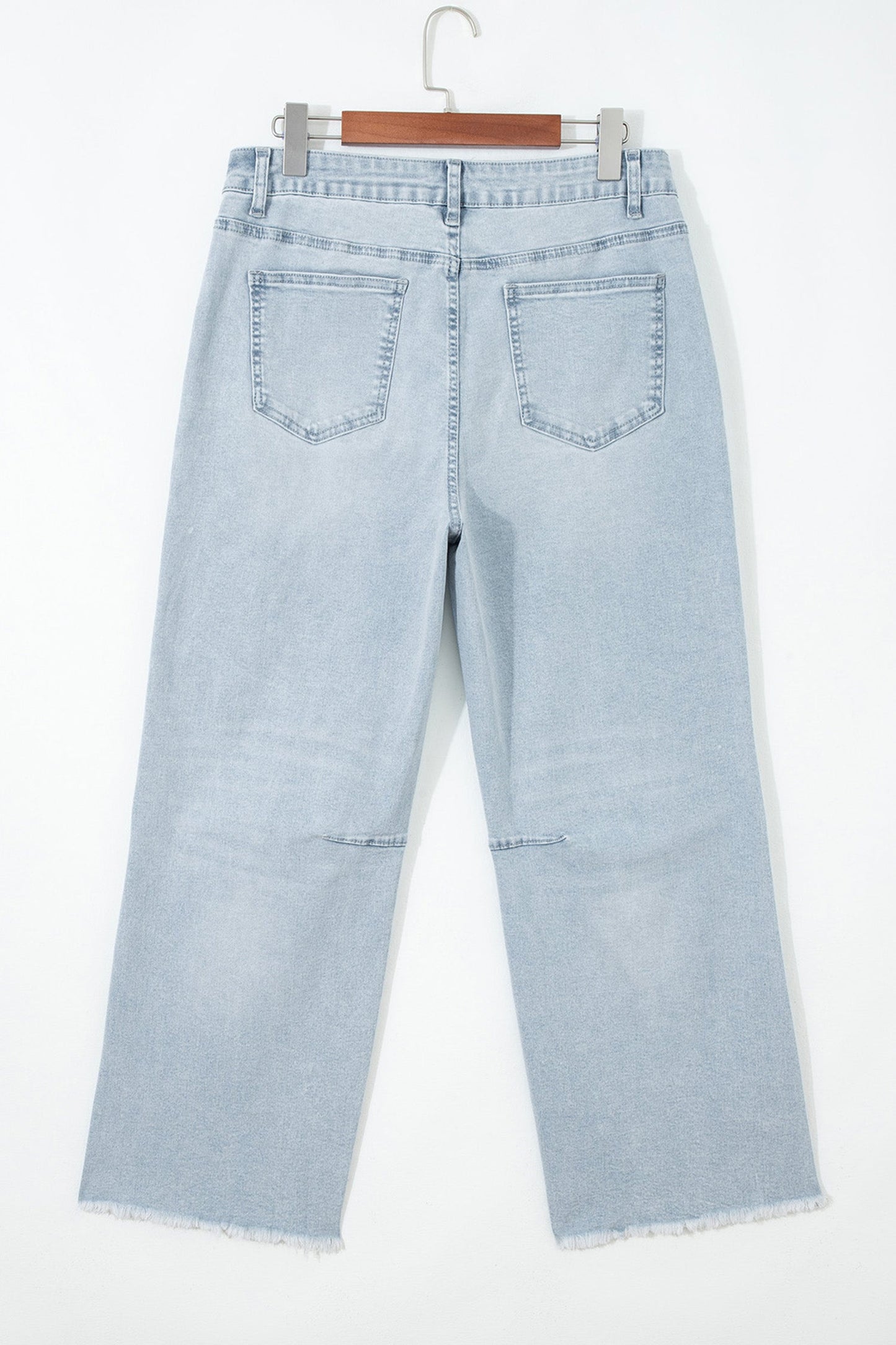 Beau Blue Frayed Crop Straight Jeans