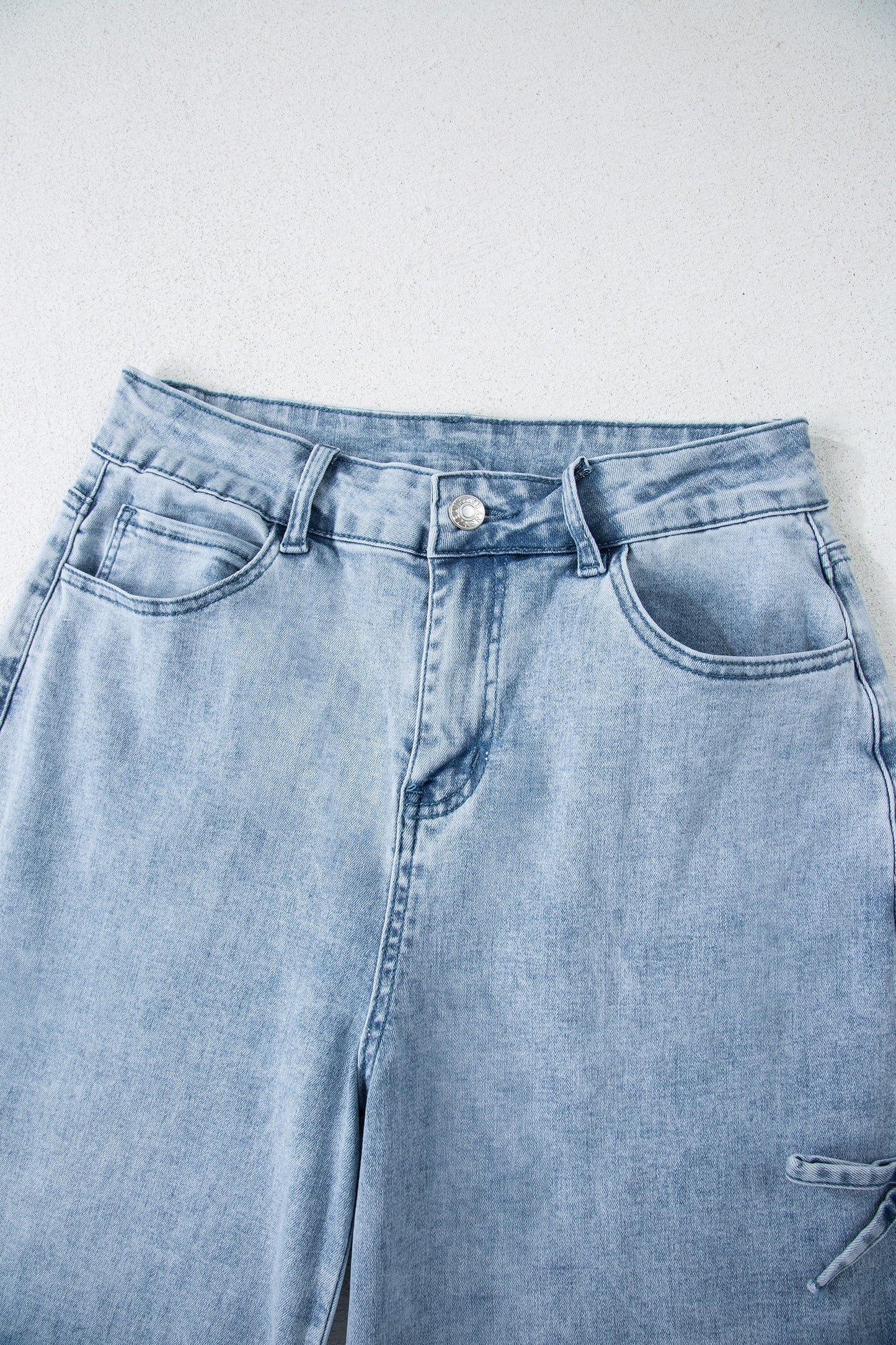 Bow Knot Side Straight Leg Jeans