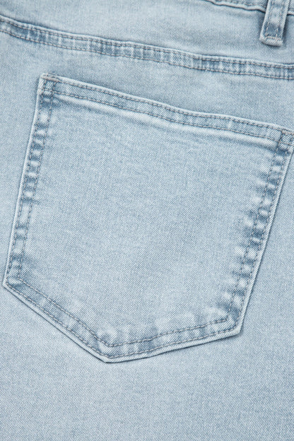 Beau Blue Frayed Crop Straight Jeans