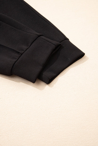 Black Exposed Seam Skinny Jogger Pants