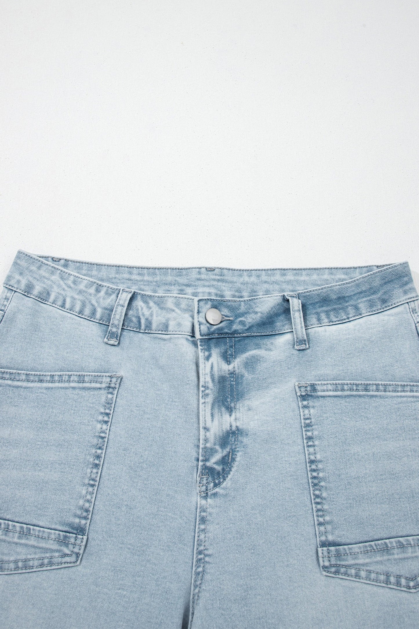 Beau Blue Frayed Crop Straight Jeans