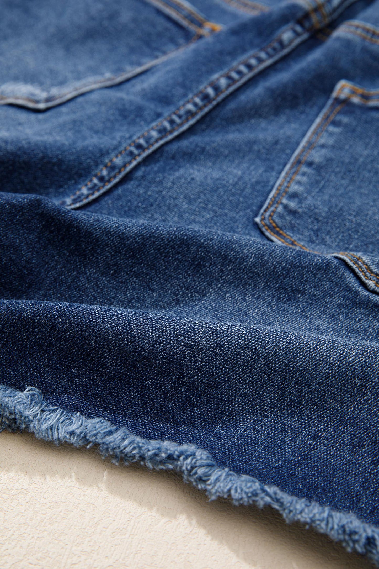 Distressed Whisker Denim Shorts