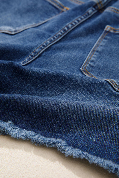 Distressed Whisker Denim Shorts