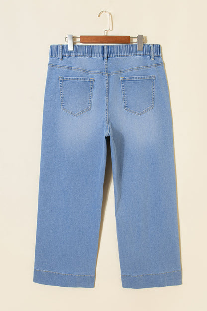High Rise Lace Tie Whiskered Jeans