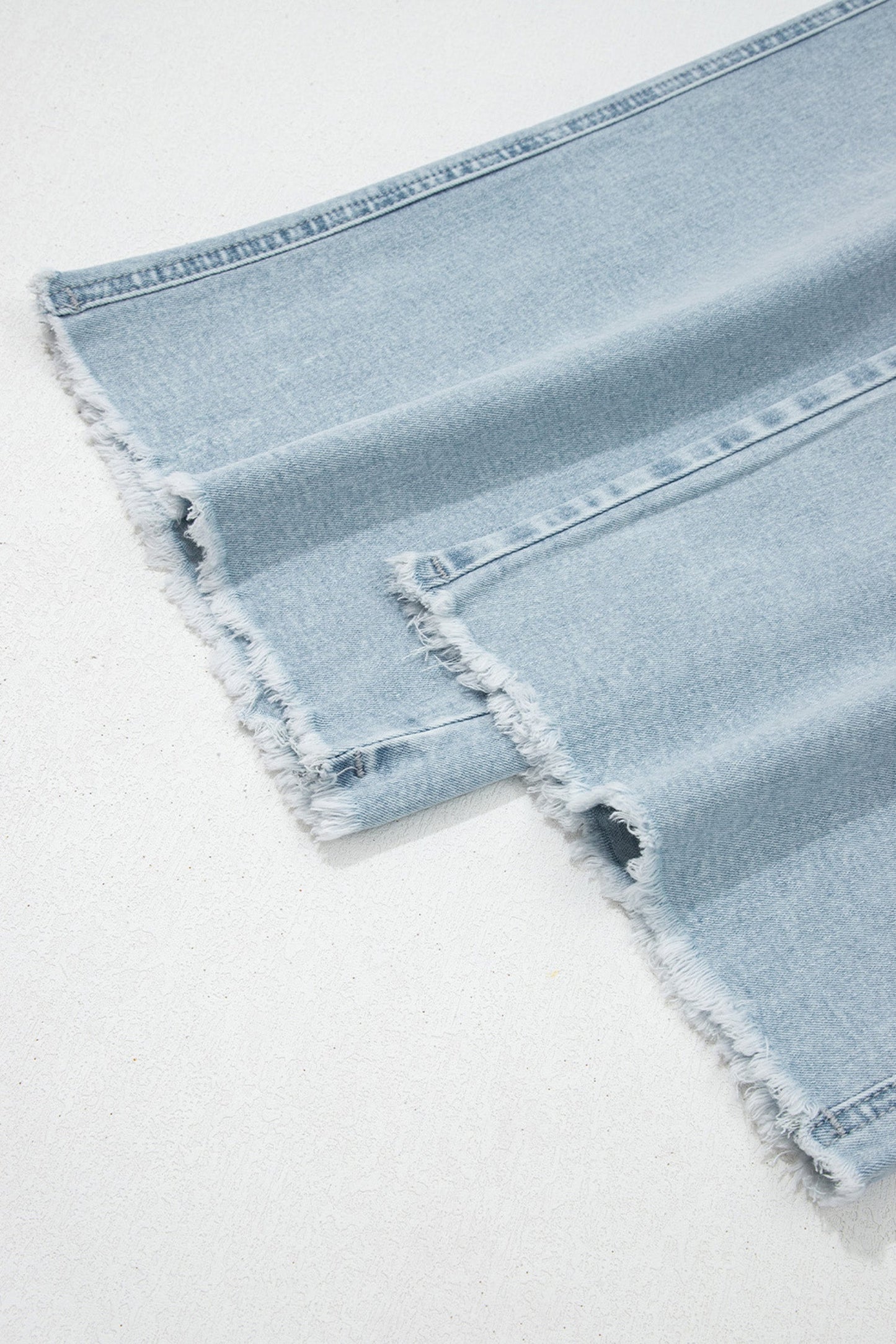 Beau Blue Frayed Crop Straight Jeans