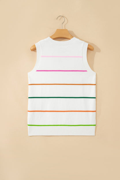 Stripe Knitted Sweater White