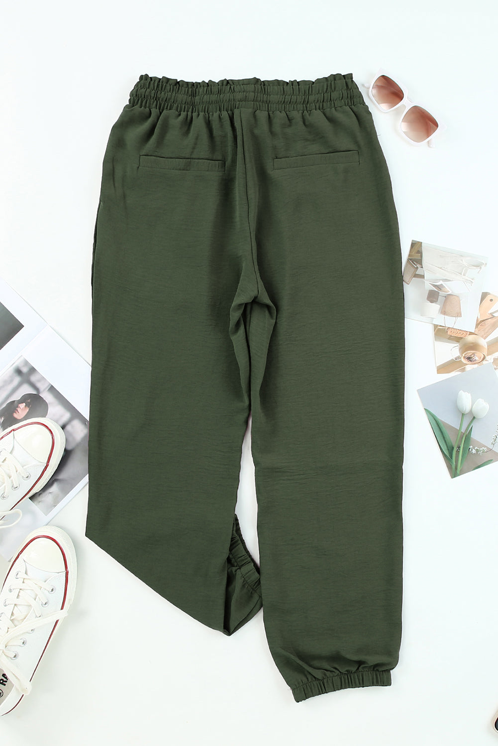 Drawstring Smocked Waist Jogger Pants
