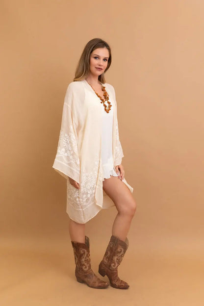 Embroidered Long Sleeve Kimono