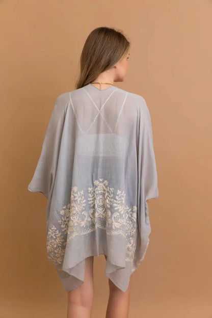 Bloom Embroidered Short Sleeve Kimono