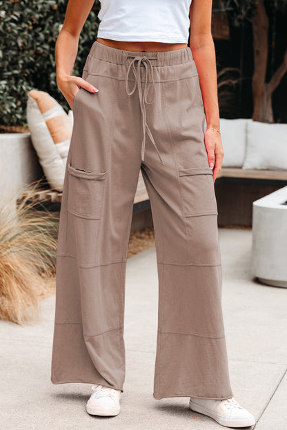Exposed Seam Wide Leg Cargo Pants