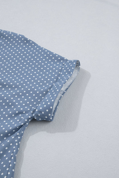 Cuffed Dot Short Sleeve Button Shirt