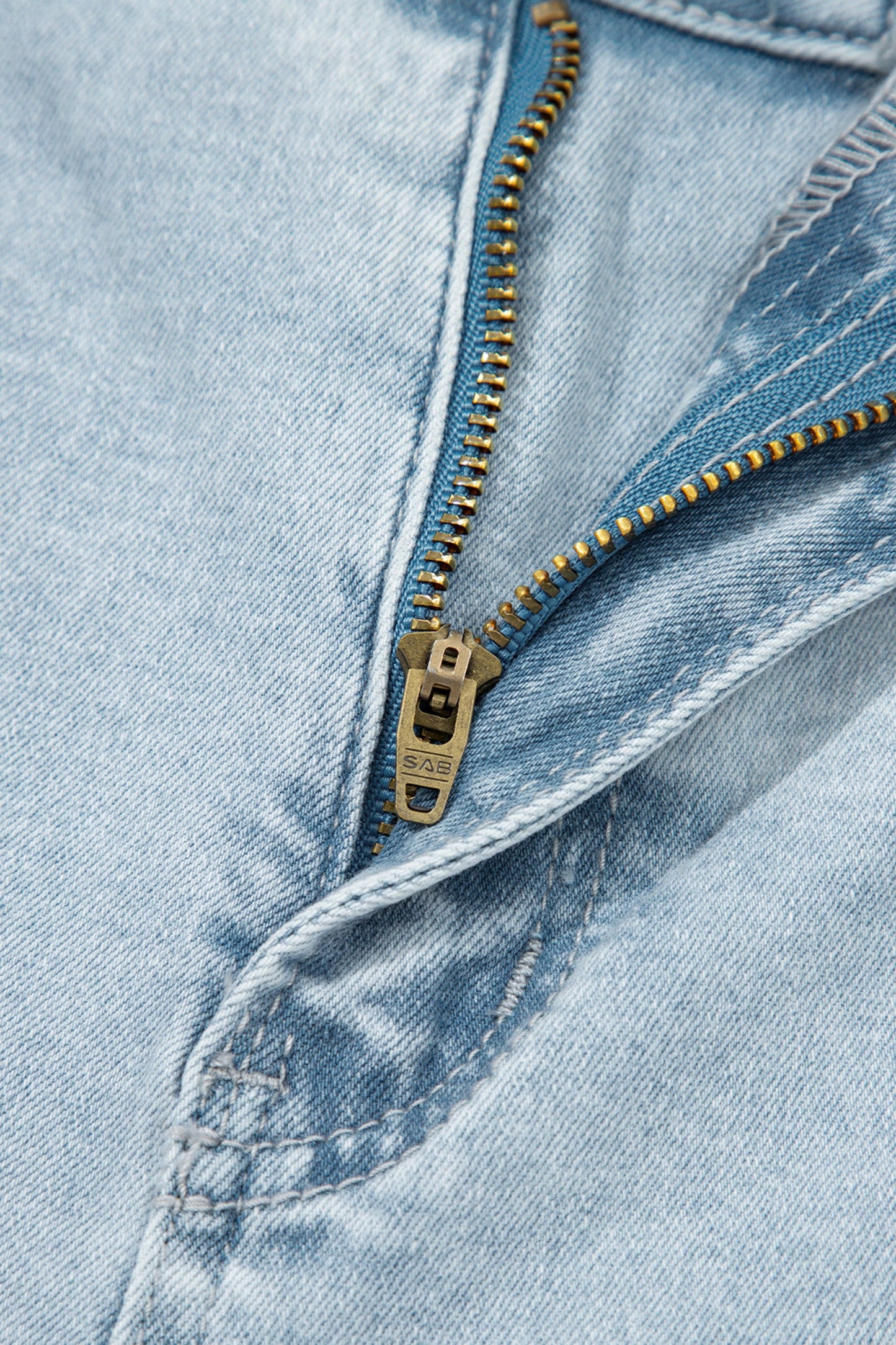 Beau Blue Frayed Crop Straight Jeans