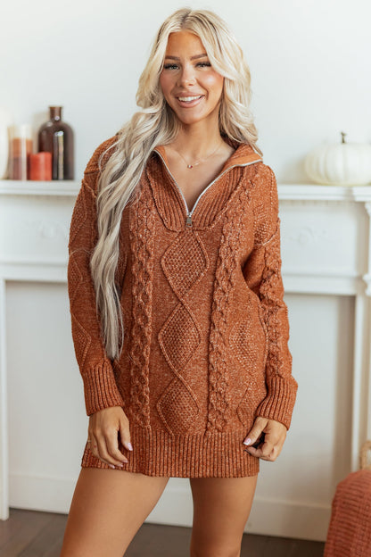 Cable Knit Drop Shoulder Sweater Dress