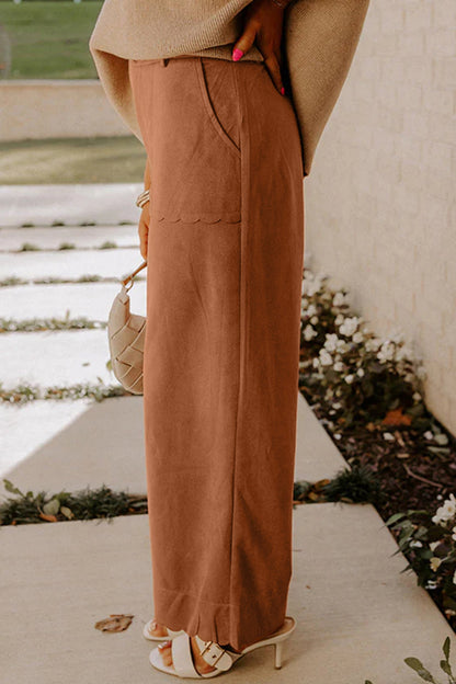 Scalloped Edge Wide Leg Pants