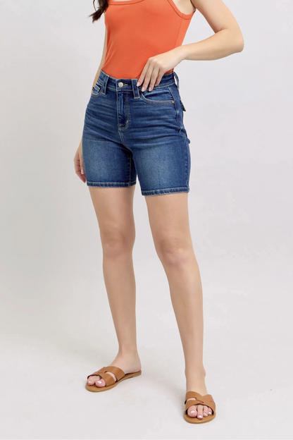 High Waist Back Flap Bermuda Shorts