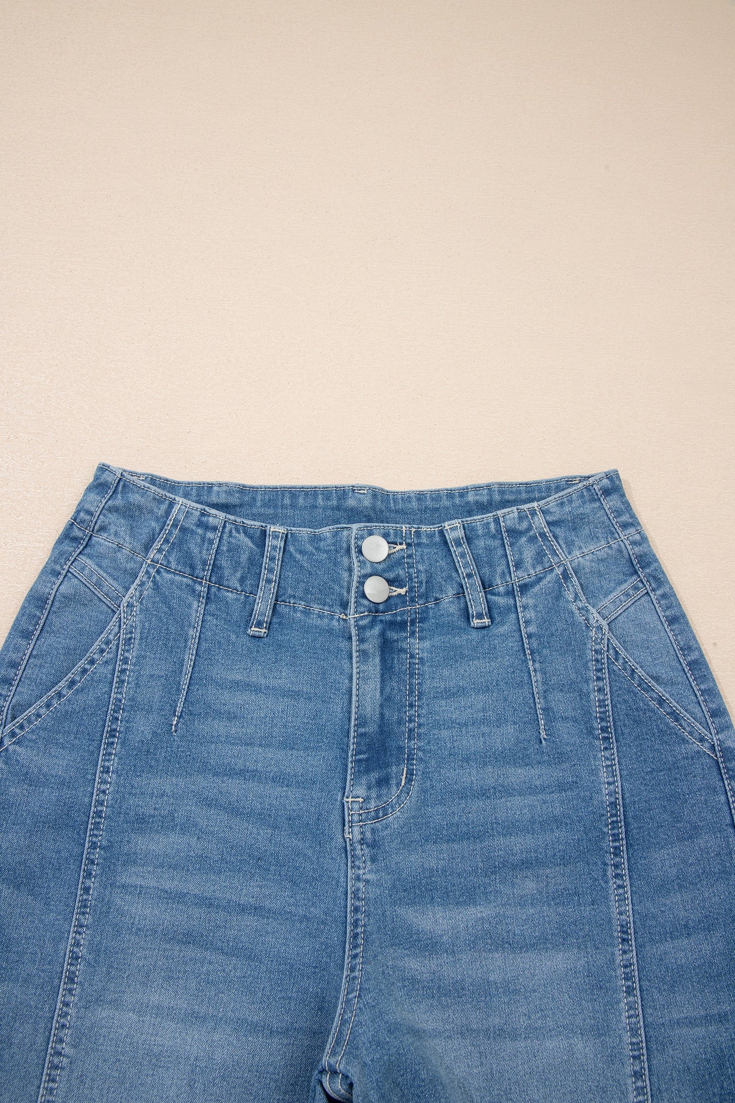 Sky Wash Cuffed Barrel Jeans