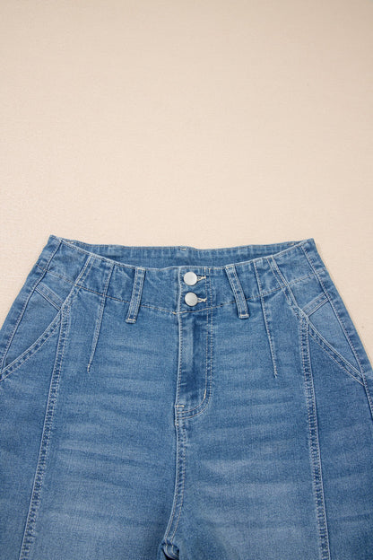 Sky Wash Cuffed Barrel Jeans