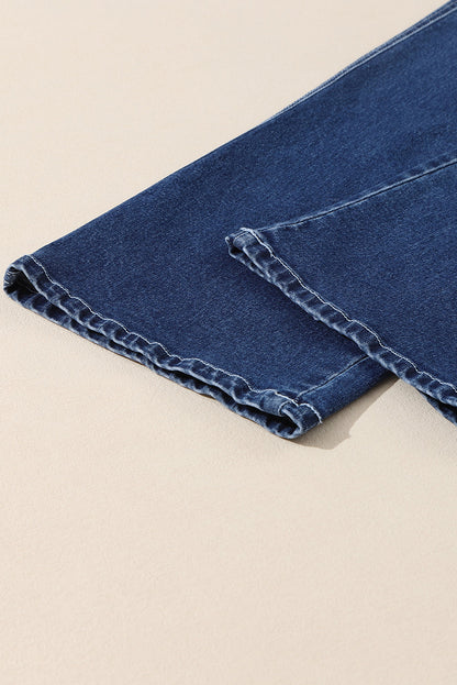 Button Wide Leg Cropped Jeans