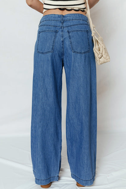 Tie Waist Wide Leg Denim
