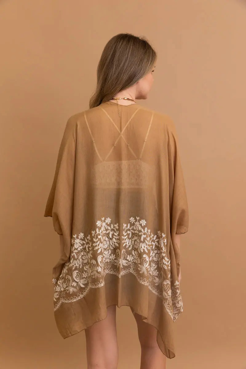 Bloom Embroidered Short Sleeve Kimono